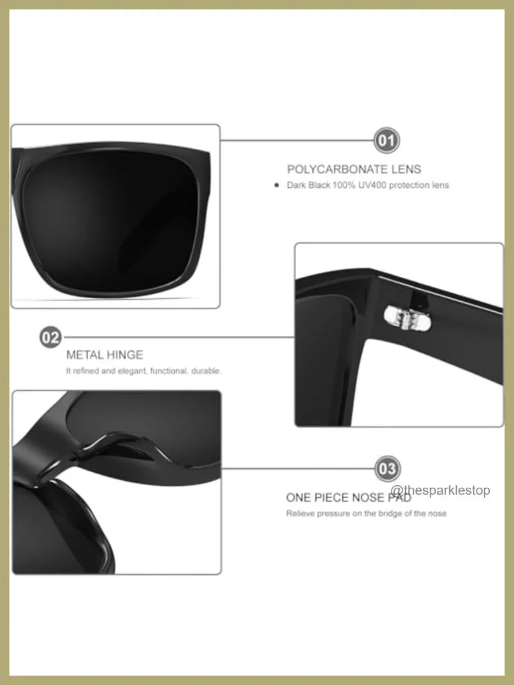 Extra Large Square Sunglasses for Men, TR90 Frame, UV400 Protection